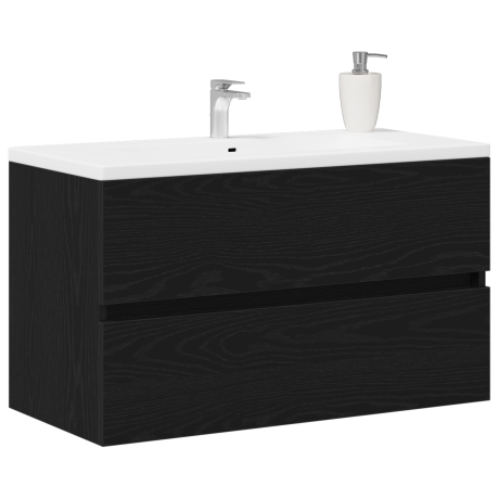 vidaXL Badkamertenk te kast Zwart Eiken 80 x 38,5 x 45 cm Bewerkt hout afbeelding3 - 1