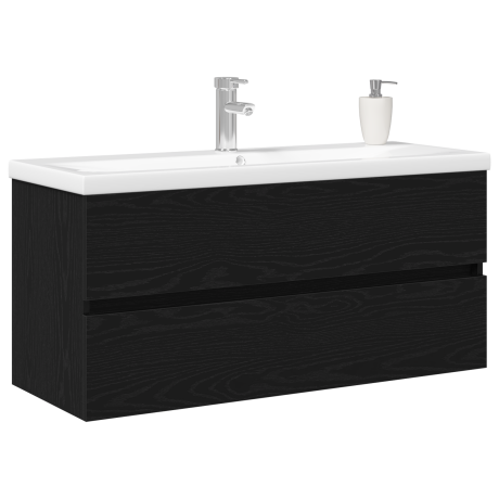 vidaXL Badkamertenk te kast Zwart Eiken 100 x 39 x 62 cm Bewerkt hout afbeelding3 - 1