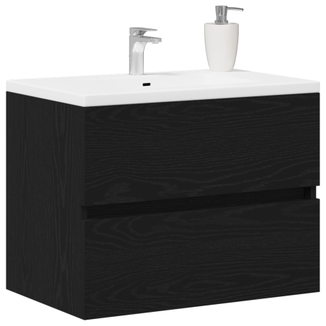 vidaXL Badkamertenk te kast Zwart Eiken 60 x 38,5 x 45 cm Bewerkt hout afbeelding3 - 1