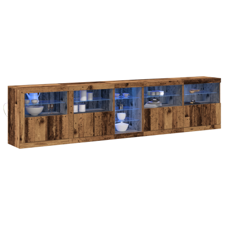 vidaXL LED Sideboard Oudhout 283 x 37 x 67 cm Bewerkt hout afbeelding3 - 1
