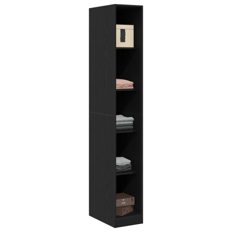 vidaXL Zwart Eiken Kledingkast - 30x50x200 cm, Gemaakt van Bewerkt Hout afbeelding3 - 1