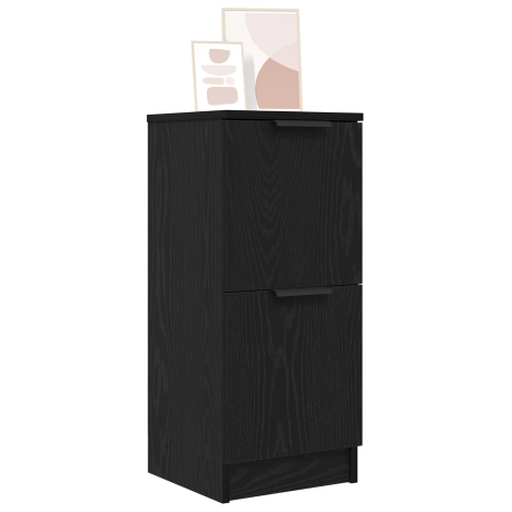 vidaXL Zwarte Eiken Dressoir - 30x30x70 cm, Gemaakt van Engineered Hout afbeelding3 - 1