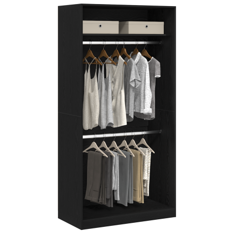 vidaXL Kledingkast Zwart Eiken 100 x 50 x 200 cm Bewerkt hout afbeelding3 - 1