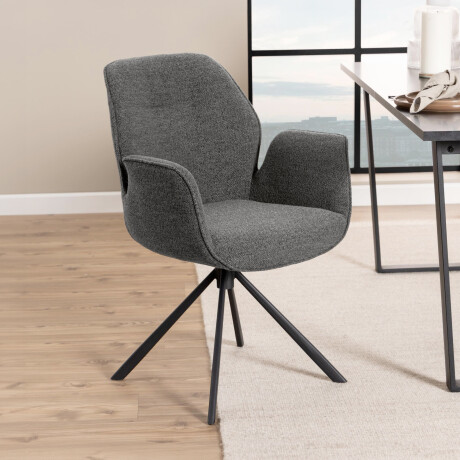 Bendt Draaibare Eetkamerstoel 'Chandler' Bouclé met armleuning, kleur Antraciet