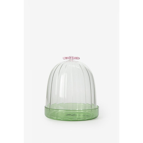 Glazen stolp met roze strikje