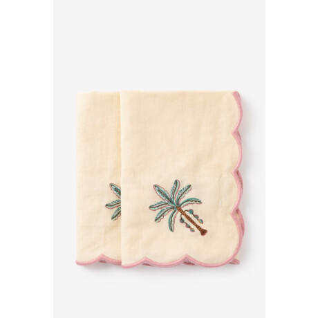 Set van 2 lichtgele servetten met palmboom