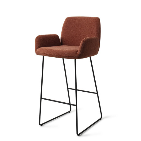 Jesper Home Barkruk 'Misaki' Slide Black, kleur Cosy Copper (zithoogte 75cm)