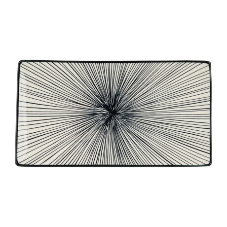 Tapas bord Sevilla - zwarte lijnen - 28x15.5 cm