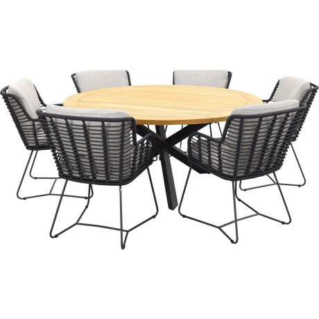 4 Seasons Outdoor Tuinset Fabrice antraciet Prado Teak-Anthracite 160 cm