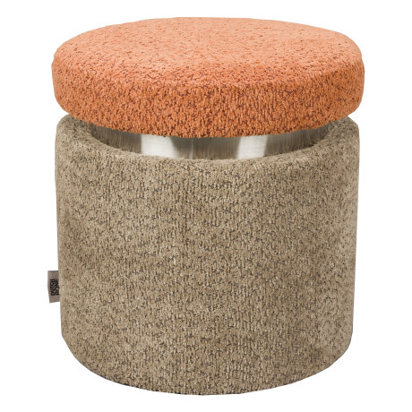 Dutchbone Poef 'Sen' Bouclé, kleur Bruin/Oranje