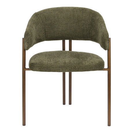 Dutchbone Eetkamerstoel 'Naida' Bouclé, kleur Groen