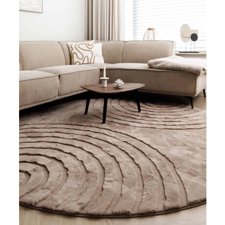 Fluffy vloerkleed rond - Carvy taupe 100
