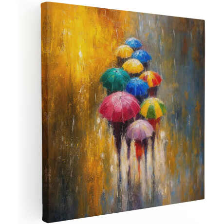 Artaza Canvas Schilderij Kleurrijke Paraplu's - Abstract Stadsbeeld - 40x40 cm - Wanddecoratie Woonkamer - Schilderijen - Muurdecoratie