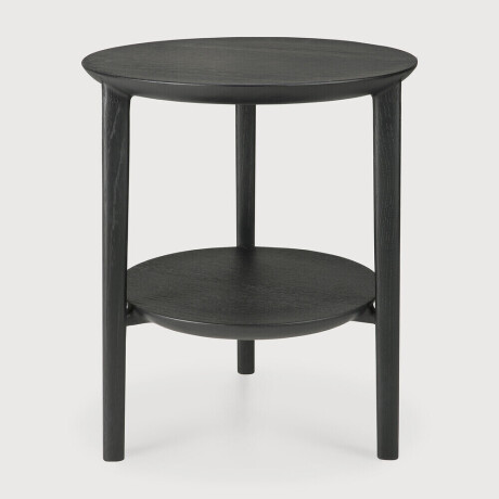 Ethnicraft Ronde Bijzettafel 'Bok' Gevernist Eikenhout, 43cm, kleur Zwart