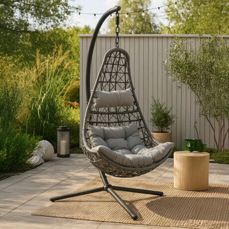 Nohr Hangstoel 'Natausha' Wicker, kleur Grijs