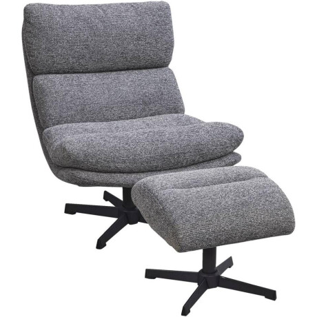 Leen Bakker - Fauteuil Bobbi Incl. Hocker - Antraciet - Stof - Grijs