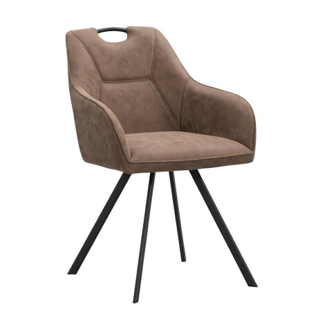 2e Halve Prijs Leen Bakker - Eetkamerstoel Jesse Met Armleuning - Cognac - Stof/Lederlook - Bruin - 65x57x88 Cm