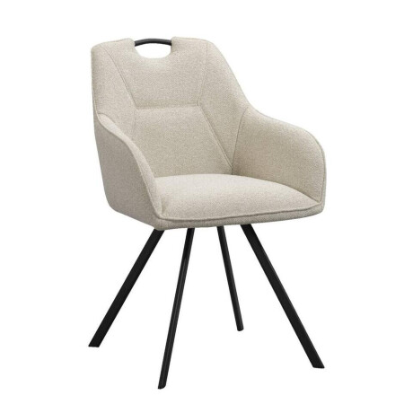 2e Halve Prijs Leen Bakker - Eetkamerstoel Jesse Met Armleuning - Bouclé - Zand - Teddy/Stof - Beige - 63x57x88 Cm