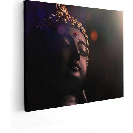 Artaza Canvas Schilderij Boeddha Beeld Met Gouden Sierraden - 100x80 - Groot - Foto Op Canvas - Canvas Print