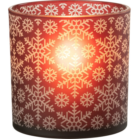 J-Line windlicht Sneeuw - glas - rood - large