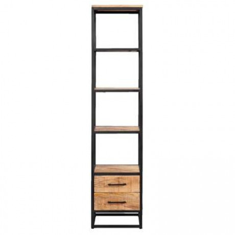 Boekenkast Logan incl. lades - mangohout - 180x40x40 cm - Leen Bakker