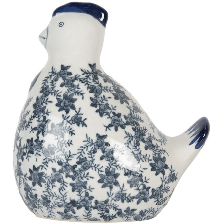 Clayre & Eef Decoratie Beeld Kip 18x12x21 cm Wit Blauw Keramiek