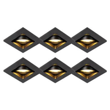 QAZQA Set van 6 moderne inbouwspots zwart verstelbaar - Qure