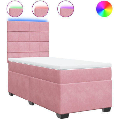 vidaXL - Boxspring - met - matras - fluweel - roze - 90x200 - cm