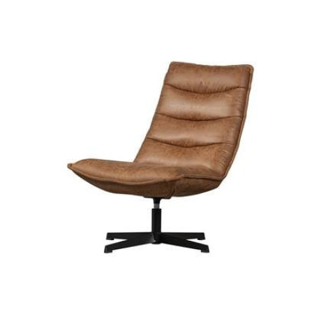 WOOOD Draaifauteuil Nika - Leerlook - Cognac - 92x65x92