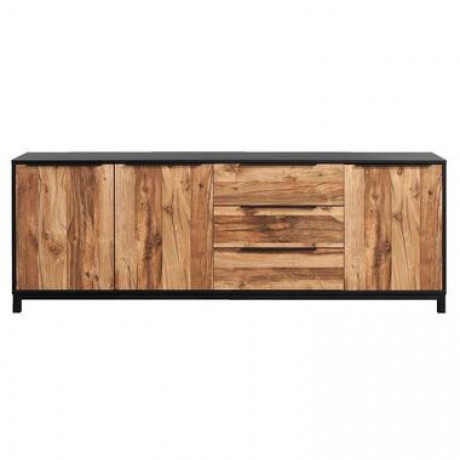 Dressoir Luc - antraciet/eikenkleur - 82x230x48 cm - Leen Bakker