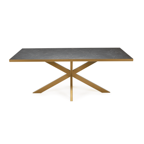 Stalux Eettafel 'Gijs' 240 x 100cm, kleur goud / zwart marmer