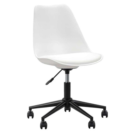 Leen Bakker - Bureaustoel Senja - Kunststof - Zwart Metaal - Metaal/Kunststof - Wit