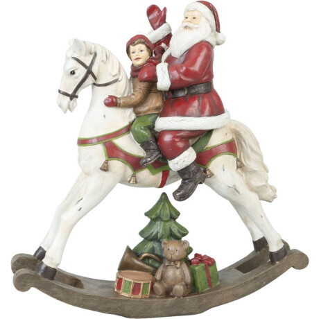 Clayre & Eef Beeld Kerstman 30 cm Rood Wit Kunststof