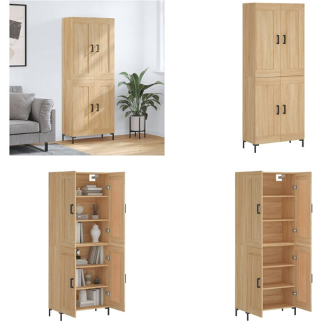 vidaXL Hoge kast 69-5x34x180 cm bewerkt hout sonoma eikenkleurig - Hoge Kast - Hoge Kasten - Dressoir - Buffetkast