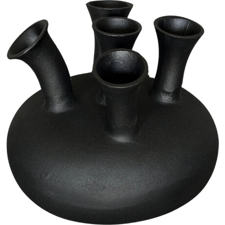 NoSeasons Luxe Tulpenvaas - Toetervaas met 5 Openingen - Aluminium - Zwart - 31 x 26 cm