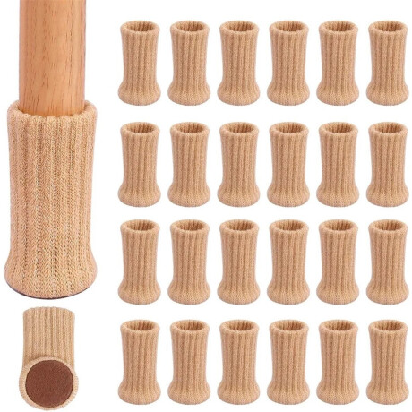 WiseGoods Luxe Set Stoelpoot Beschermers - Meubelpoten Sokken - Meubelpoot Beschermhoes - Hoesjes Meubels - Hoes - Beige - 24stk