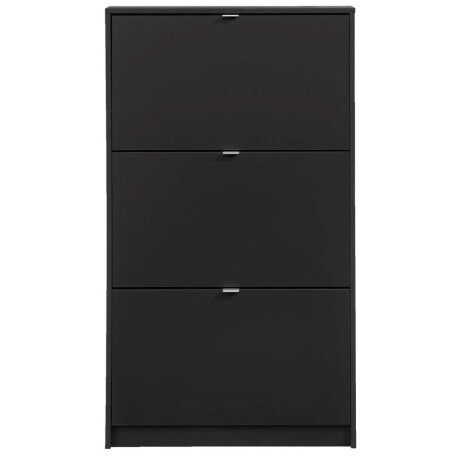 Leen Bakker - Schoenenkast Hamburg 3 Kleppen - 123,6x70,3x24 Cm - Spaanplaat - Zwart - 70.3x123.6x24 Cm
