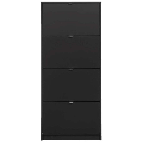 Leen Bakker - Schoenenkast Hamburg 4 Kleppen - 162x70,3x24 Cm - Spaanplaat - Zwart - 70.3x162x24 Cm