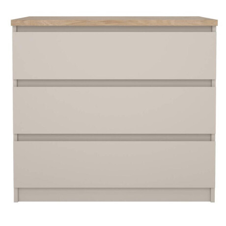 Leen Bakker - Ladekast Naia 3 Lades - Greige/eiken - 70,1x77x50 Cm - Spaanplaat - Beige#Grijs#Taupe - 76.8x70.1x50 Cm