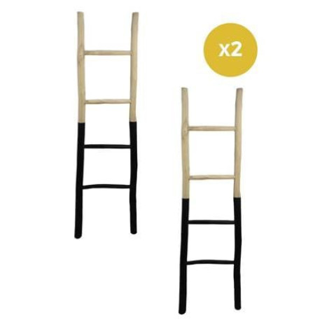 Decoratieve ladders set van 2 - 45x4x150 - Naturel|zwart - Teak