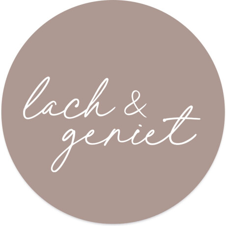 Label2X - Muurcirkel lach & geniet taupe - Ø 140 cm - Dibond - Multicolor - Wandcirkel - Rond Schilderij - Muurdecoratie Cirkel - Wandecoratie rond - Decoratie voor woonkamer of slaapkamer