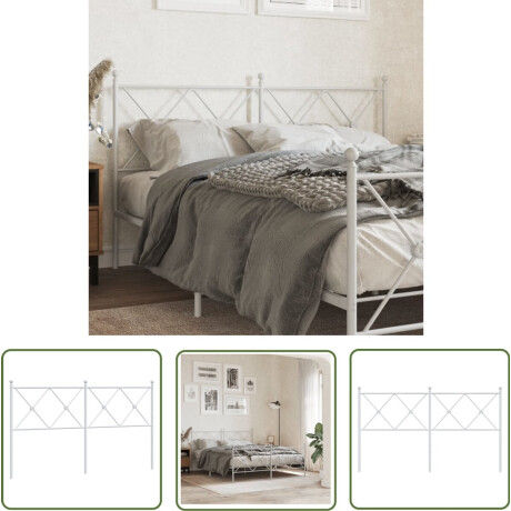 vidaXL Hoofdbord - 160 cm - Metaal - Wit Hoofd Bord - Hoofdkussen - Bed Frame - Slaap Kamer - Staal