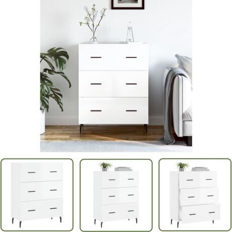 vidaXL Commode - Dressoir - Dressoir 69,5x34x90 cm bewerkt hout hoogglans wit - Kast - Houten Dressoir - Modern Dressoir