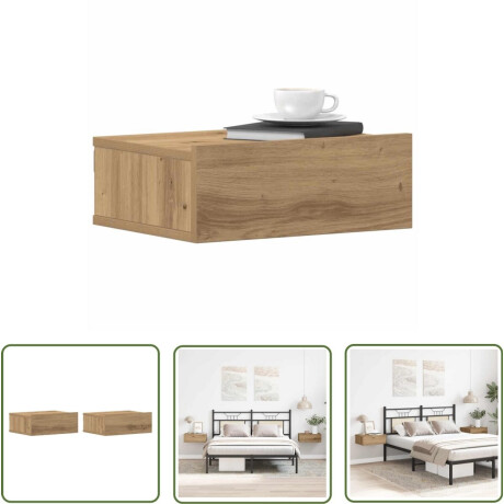 vidaXL Nachtkastjes - Zwevende Nachtkastjes - Nachtkastjes 2 st zwevend 40x32x15 cm hout artisanaal eiken - Houten Nachtkastjes - Salontafel - Bergruimte