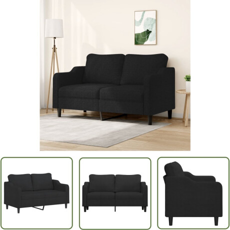 vidaXL Bankstel - Tweezitsbank - Tweezitsbank 140 cm stof zwart - Comfortabele Bank - Zitzitting - Salontafel