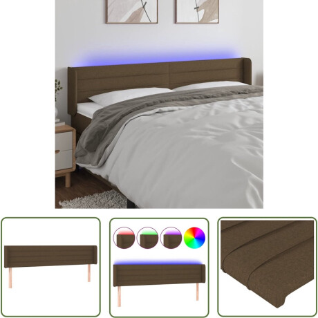 vidaXL Led Hoofdbord - Hoofd Bord - Hoofdbord LED 203x16x78/88 cm stof donkerbruin - Bedhoofdbord - Hoofdkussen - Slaap Accessoires