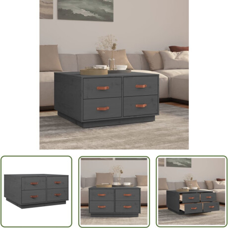 vidaXL Grenoble Hout - Salontafel - Salontafel 80x80x45 cm massief grenenhout grijs - Grijze Salontafel - Landelijke Salontafel - Tv Tafeltje