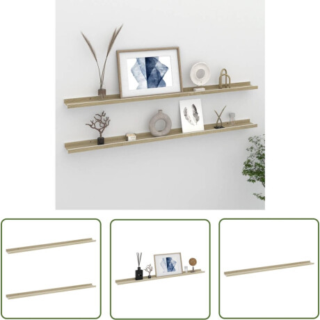 vidaXL Wandschappen - Wit/Sonoma Eiken - 115x9x3 cm - 2 st Wanddecoratie - Wandplank - Schappenset - Woonaccessoires - Mdf Meubels