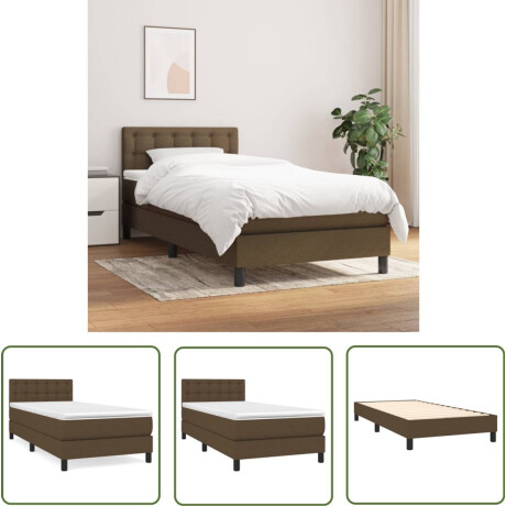 vidaXL Boxspring met matras donkerbruin 80x200 cm Boxspring - Bed Frame - Donkere Bruine Bed - Tweepersoons Bed - Pocketveer Matras