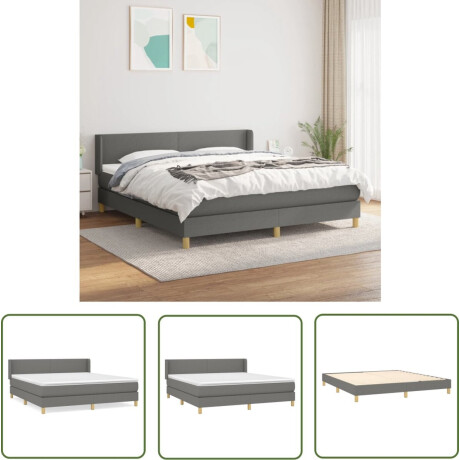 vidaXL Donkere Kleuren - Boxspringbed - Boxspring met matras stof donkergrijs 180x200 cm - Boxspring Frame - Pocketed Spring Mattress - Adjustable Headboard